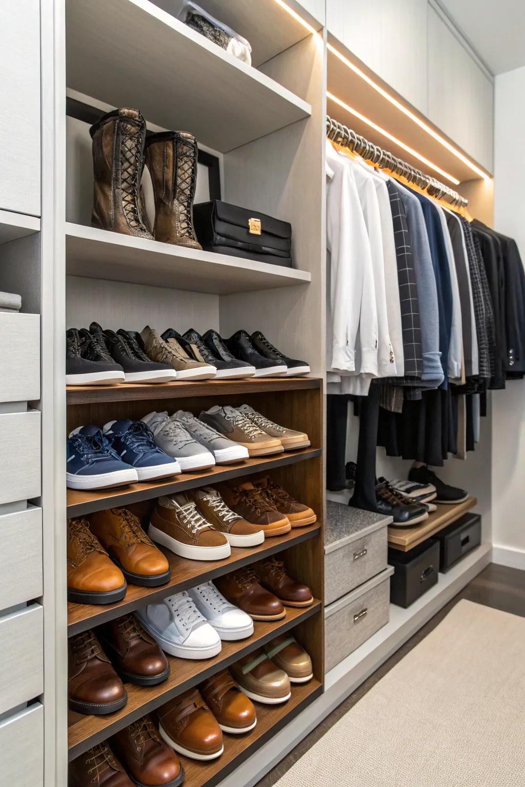 With a bespoke rack, you may transform your shoe collection into a visual delight.