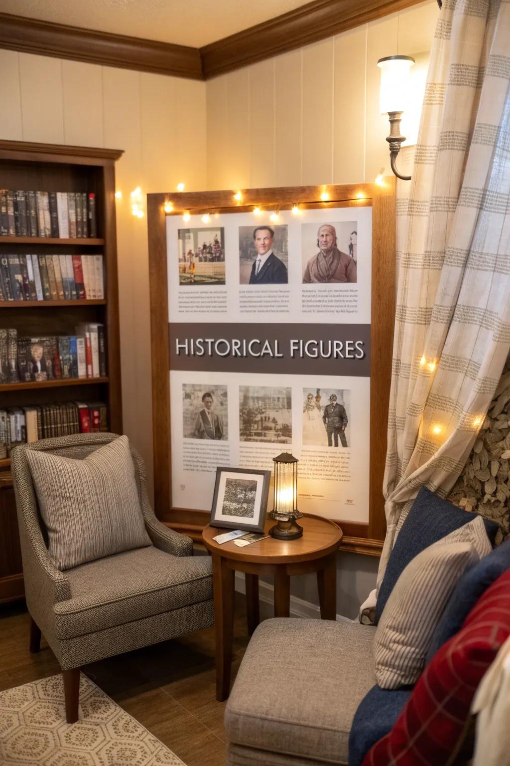 A board of quotes that inspires and motivates in a welcoming reading corner.