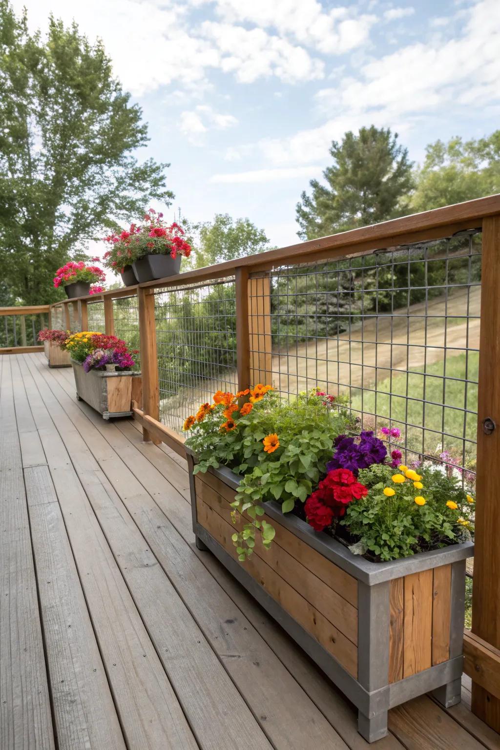 Greenery adds a vibrant burst of color and life to cable railings.
