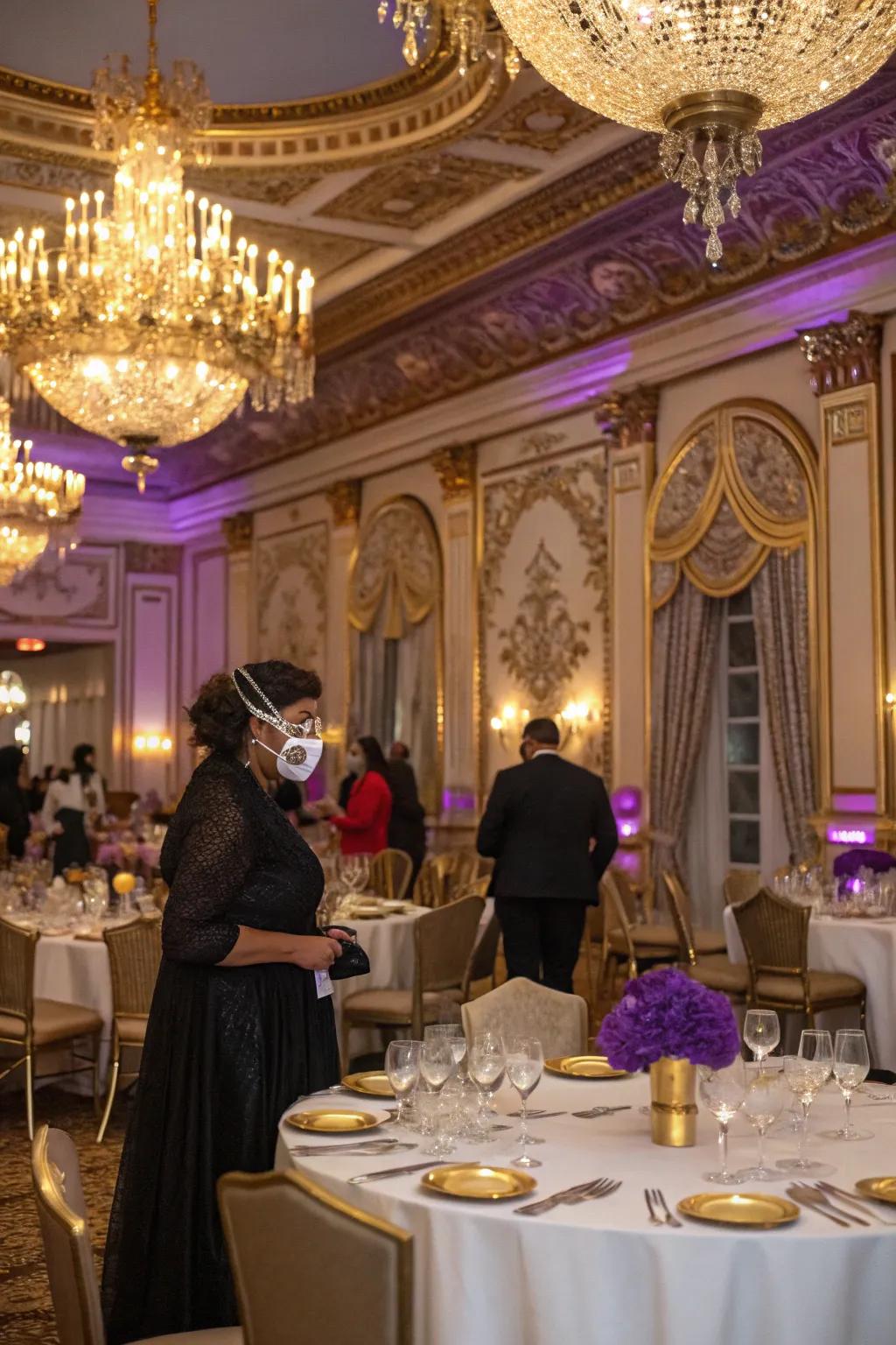 Organize a classy Masquerade Ball for a mysterious holiday celebration.