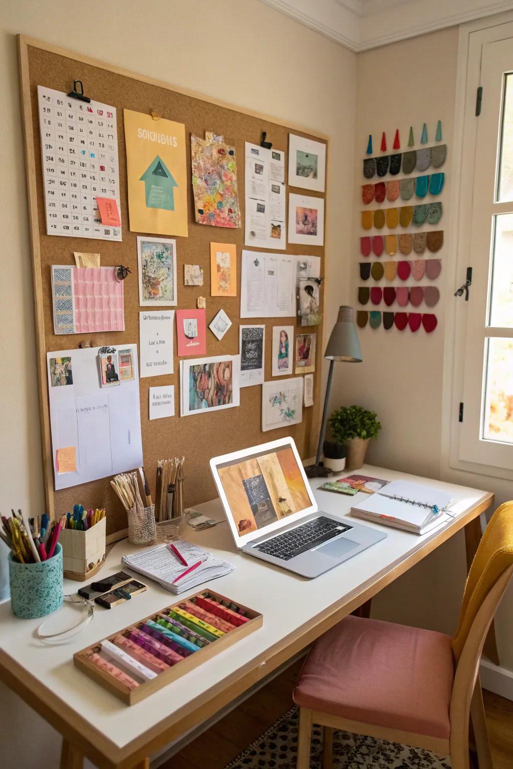 A pinboard ensures your ideas are organized and easily accessible.