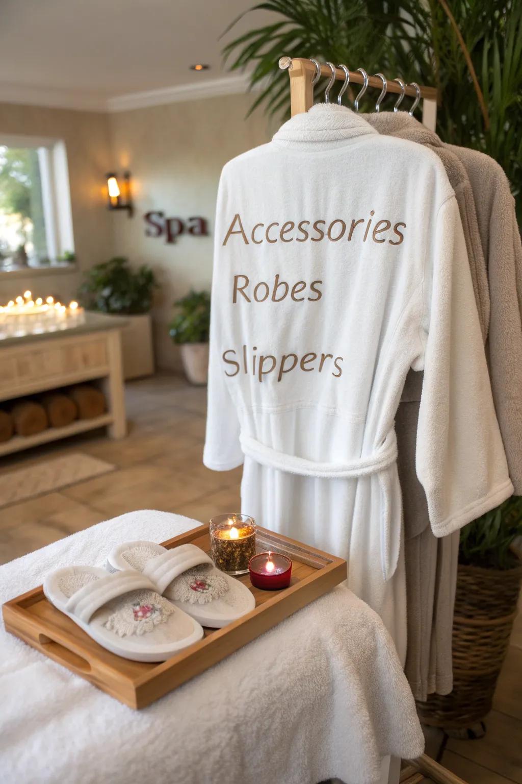 Incorporate a personal element with decorated spa accessories.