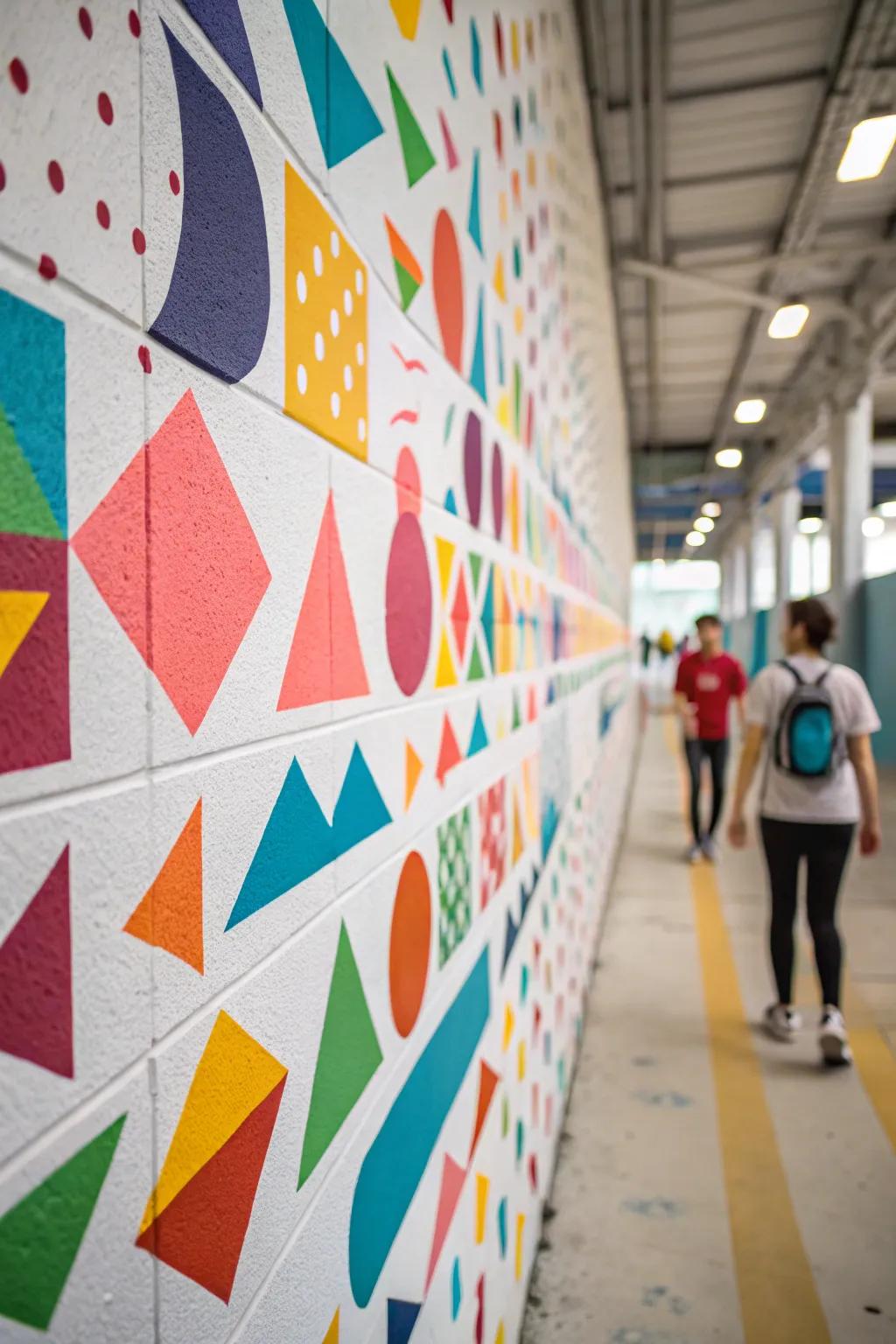 Geometric shapes bring a bold 90s flavor to any wall.