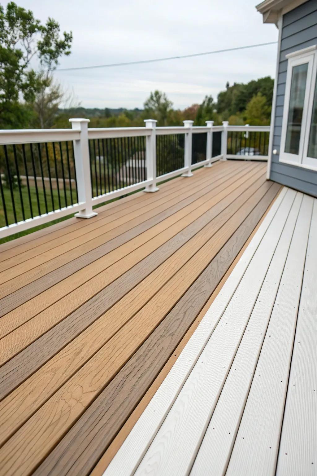 Dark skirting contrasts beautifully with light-shaded deck planks.