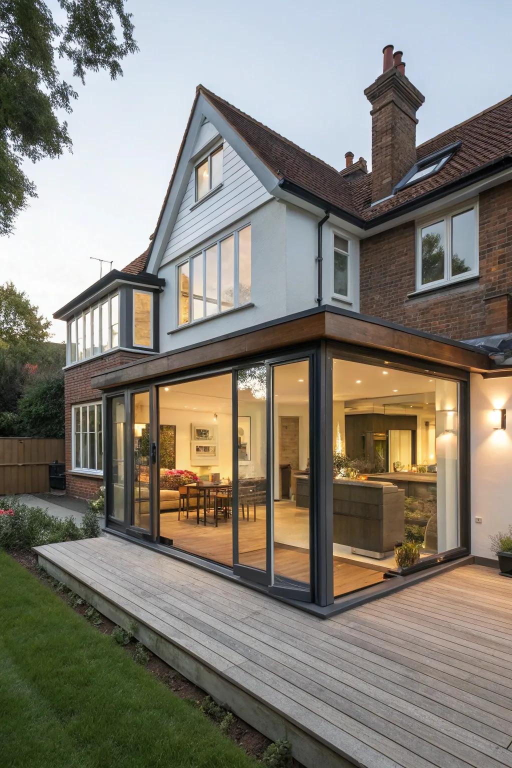 A wrap-around extension creating spacious and interconnected living zones.