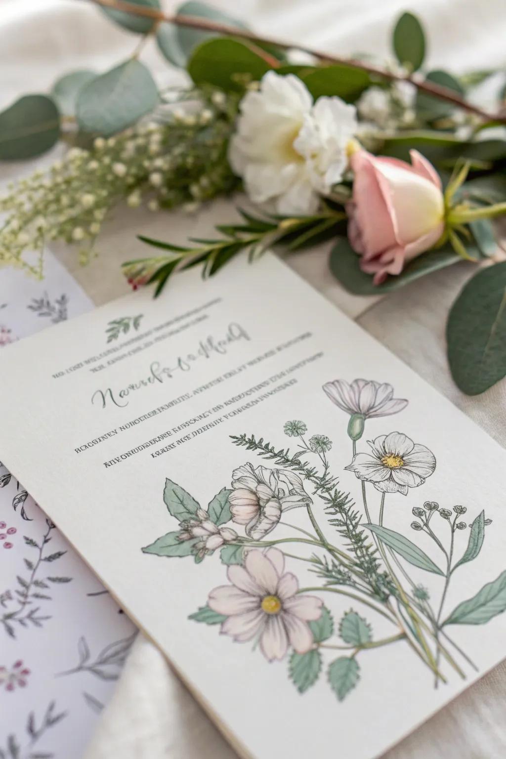 Nature-inspired accents breathe life into your invitations.