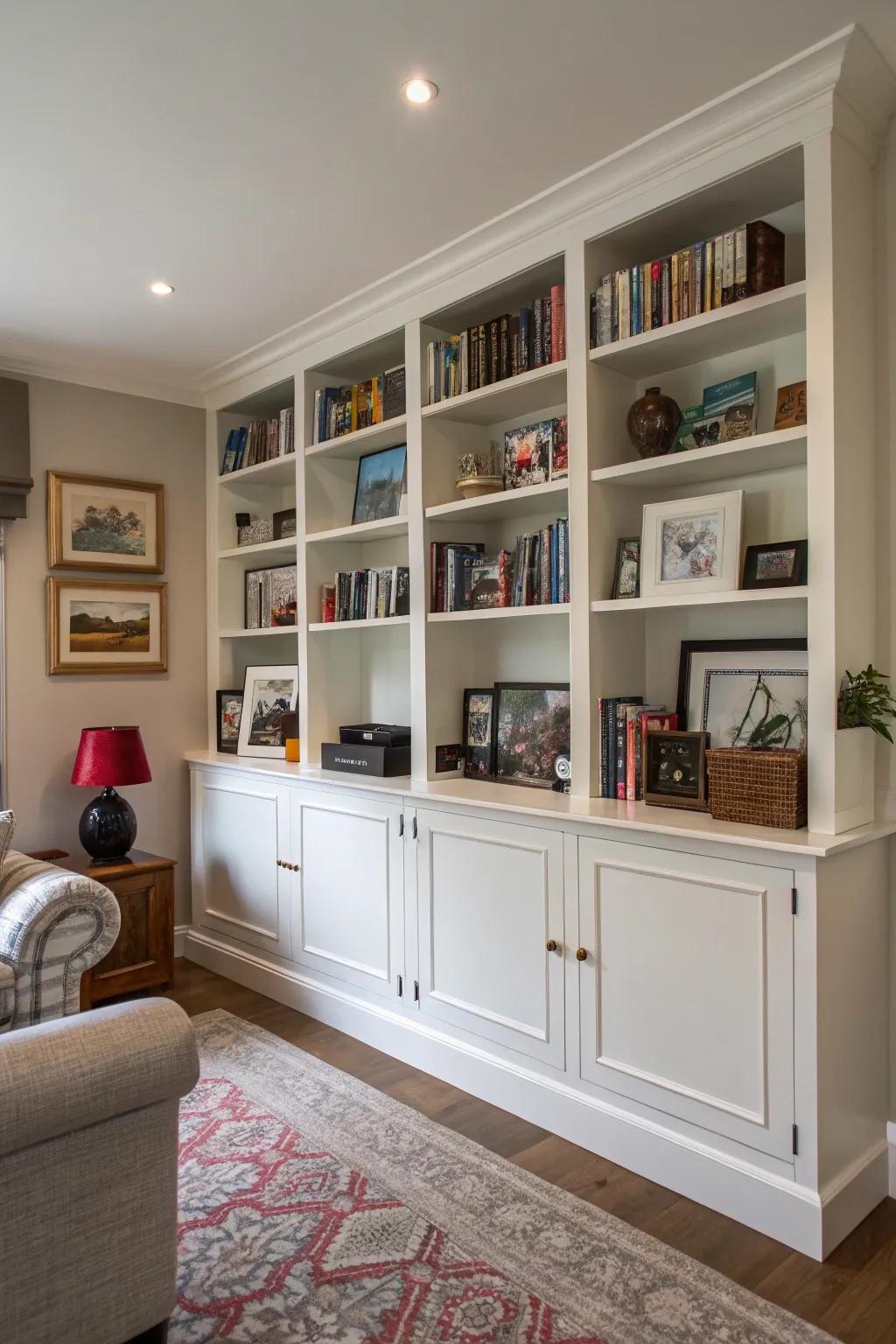 Optimize space using elegant built-in shelves.