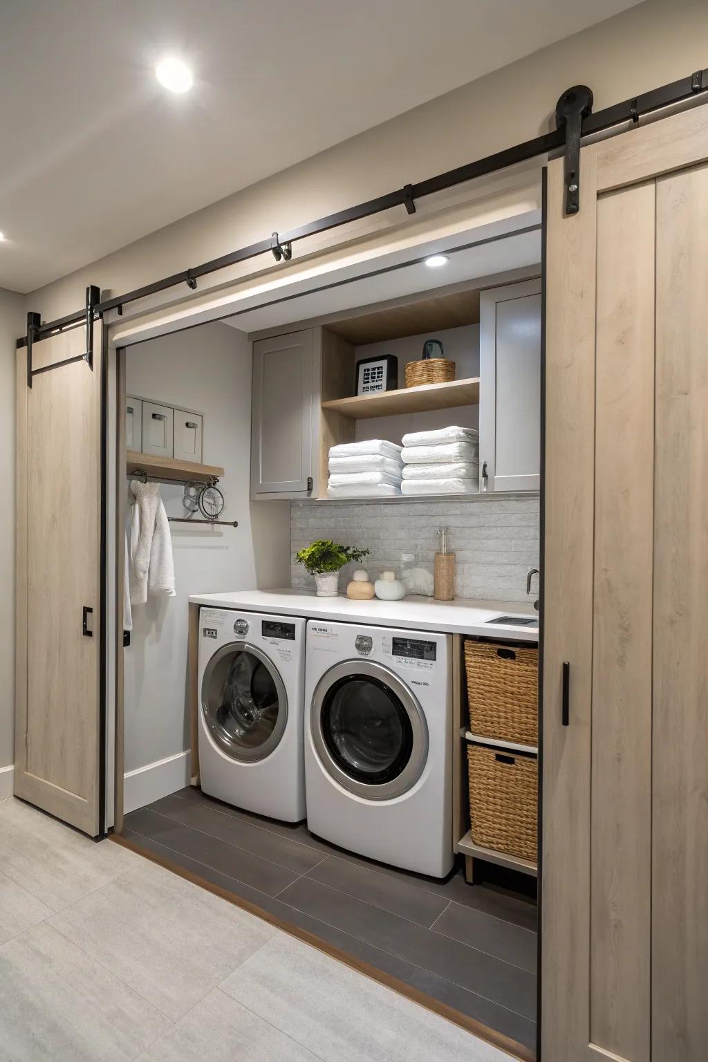 Sliding doors blend easy access with a stylish appearance.
