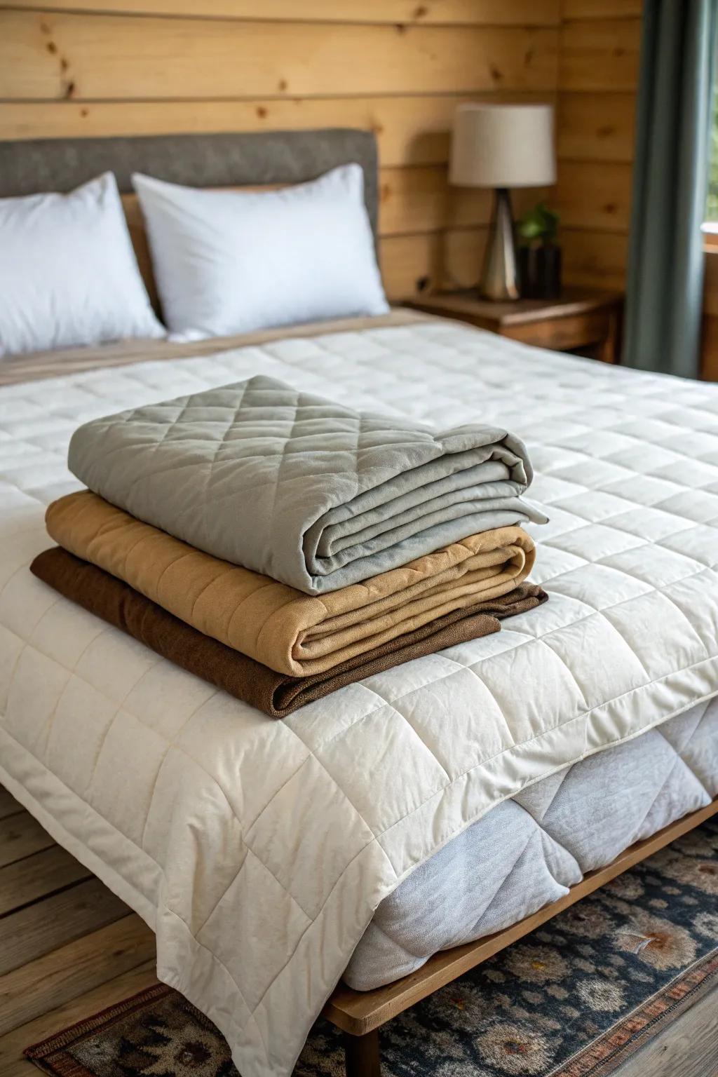 Modify your bed layers to fit seasonal comfort requirements.