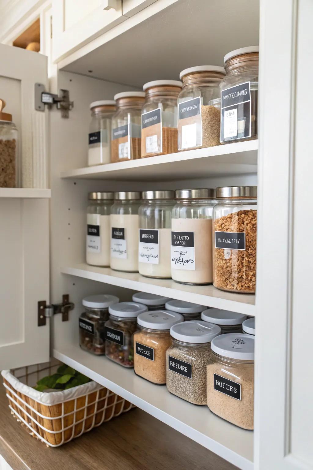 Labels introduce precision and structure to your kitchen storage.