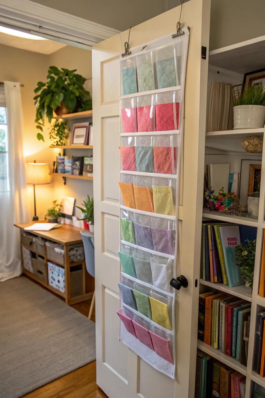 A space-maximizing hanging organizer for housing tissue paper.