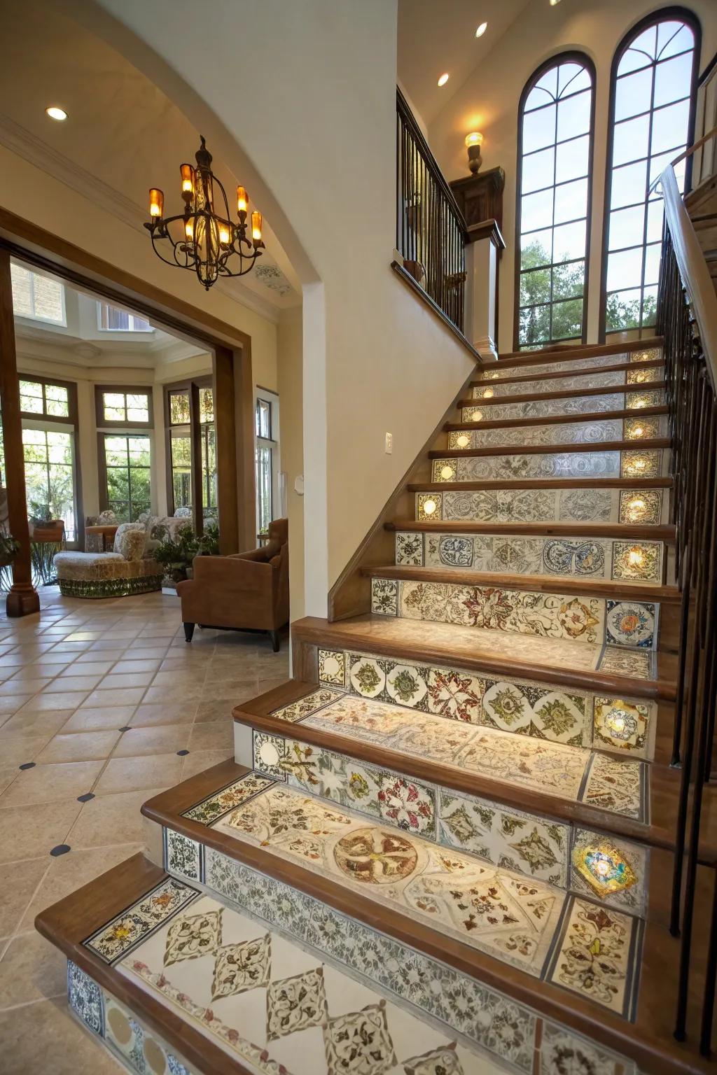 Introduce glamour to your home with chic tile stairs.