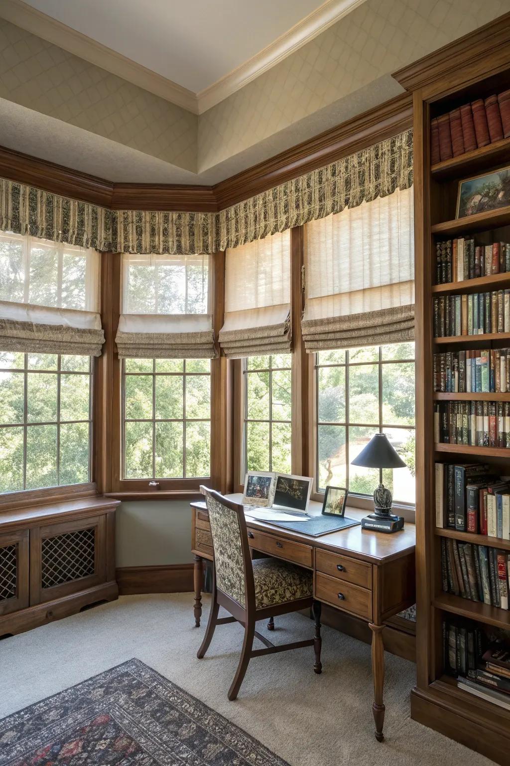 Layered valances bring depth and elegance.