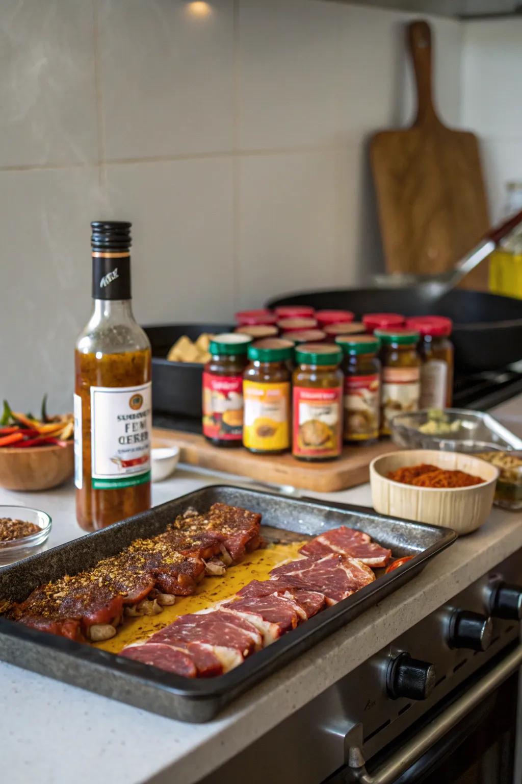 Liquid smoke is the key ingredient for adding that outdoor BBQ flavor when grilling indoors.