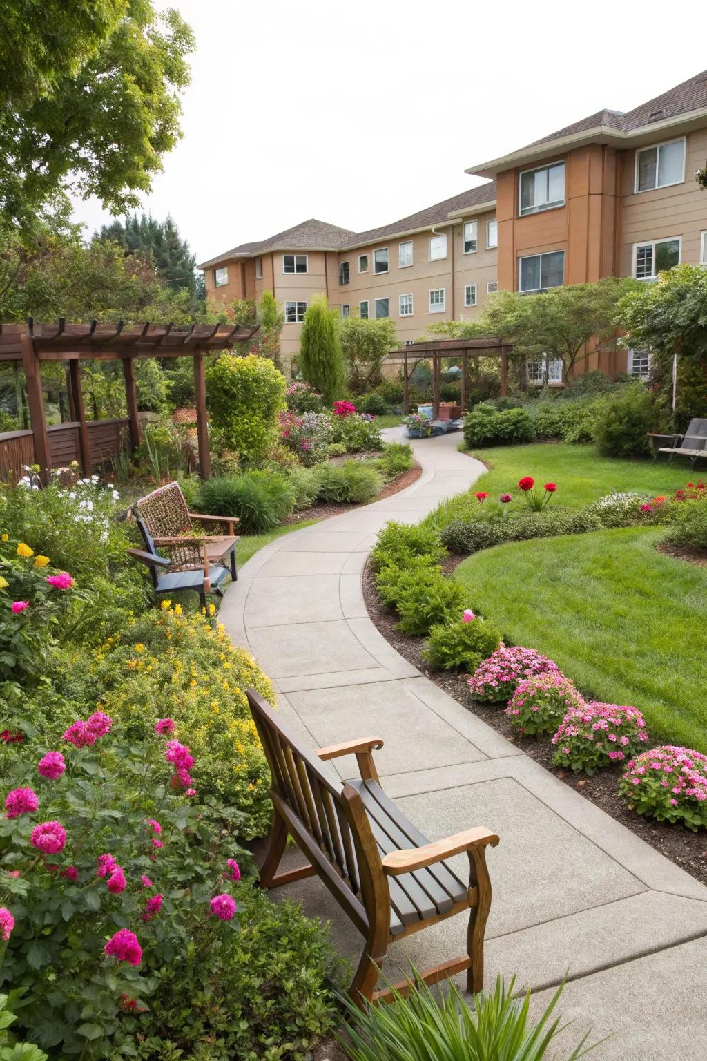 Creating therapeutic outdoor spaces for leisure and social interaction.