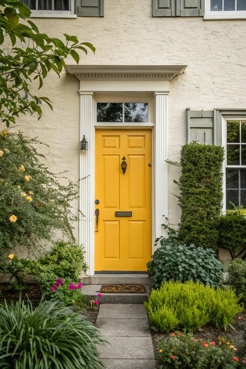 A daring color selection makes this recessed doorway especially noticeable.