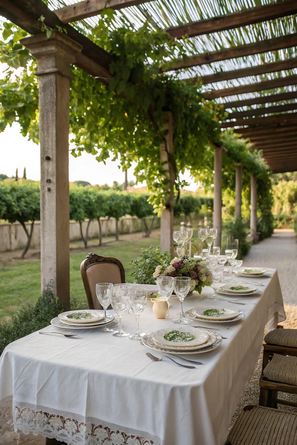 Outdoor dining with elegant tableware turns meals into memorable moments.