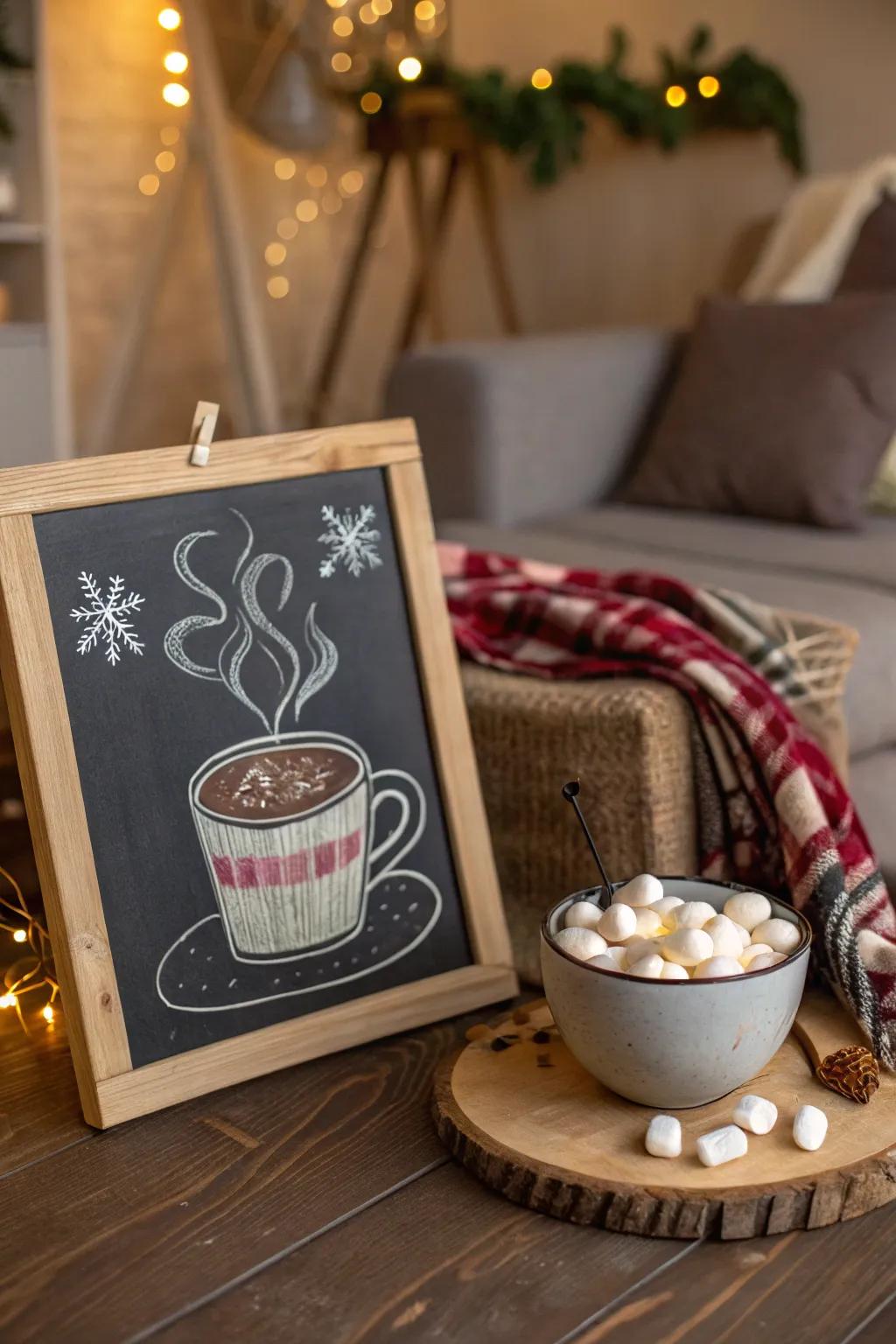 Warm up with a comforting cocoa illustration.
