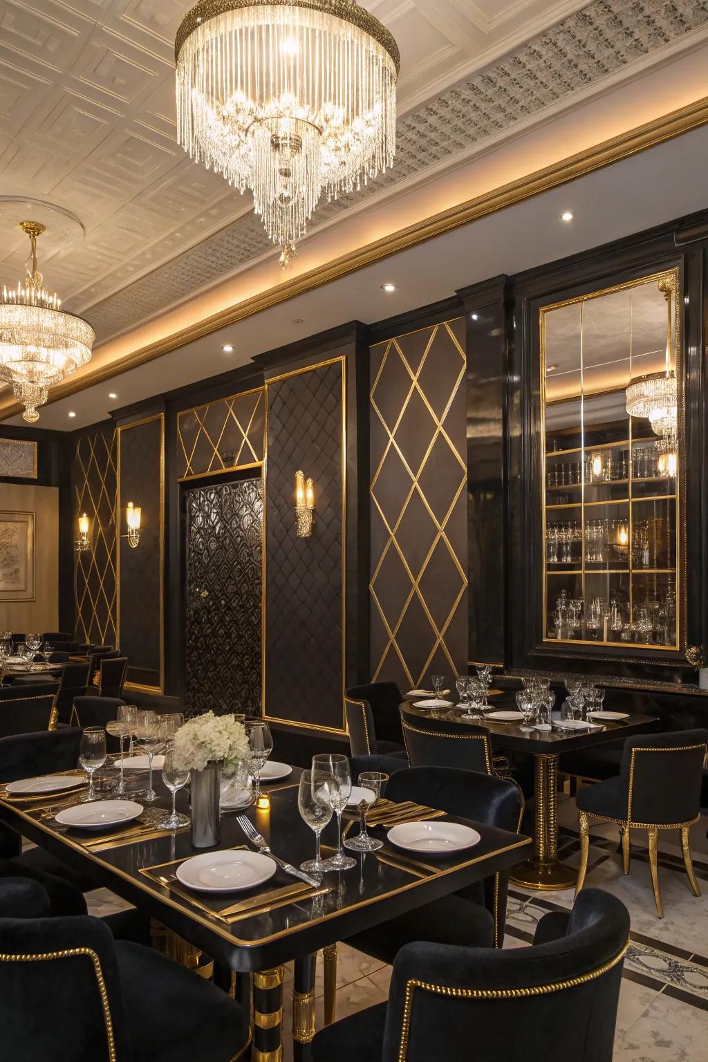 Ebony and gilded components lend a hint of glamour to your decor.