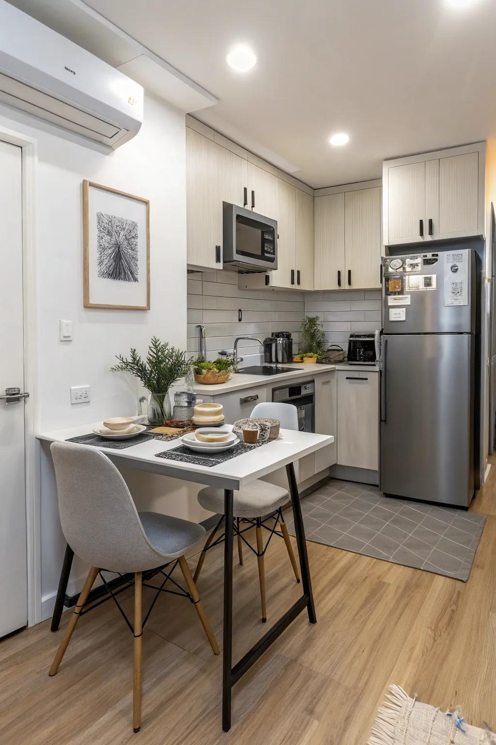 With a small island eating table combination, you can make the most of limited space.