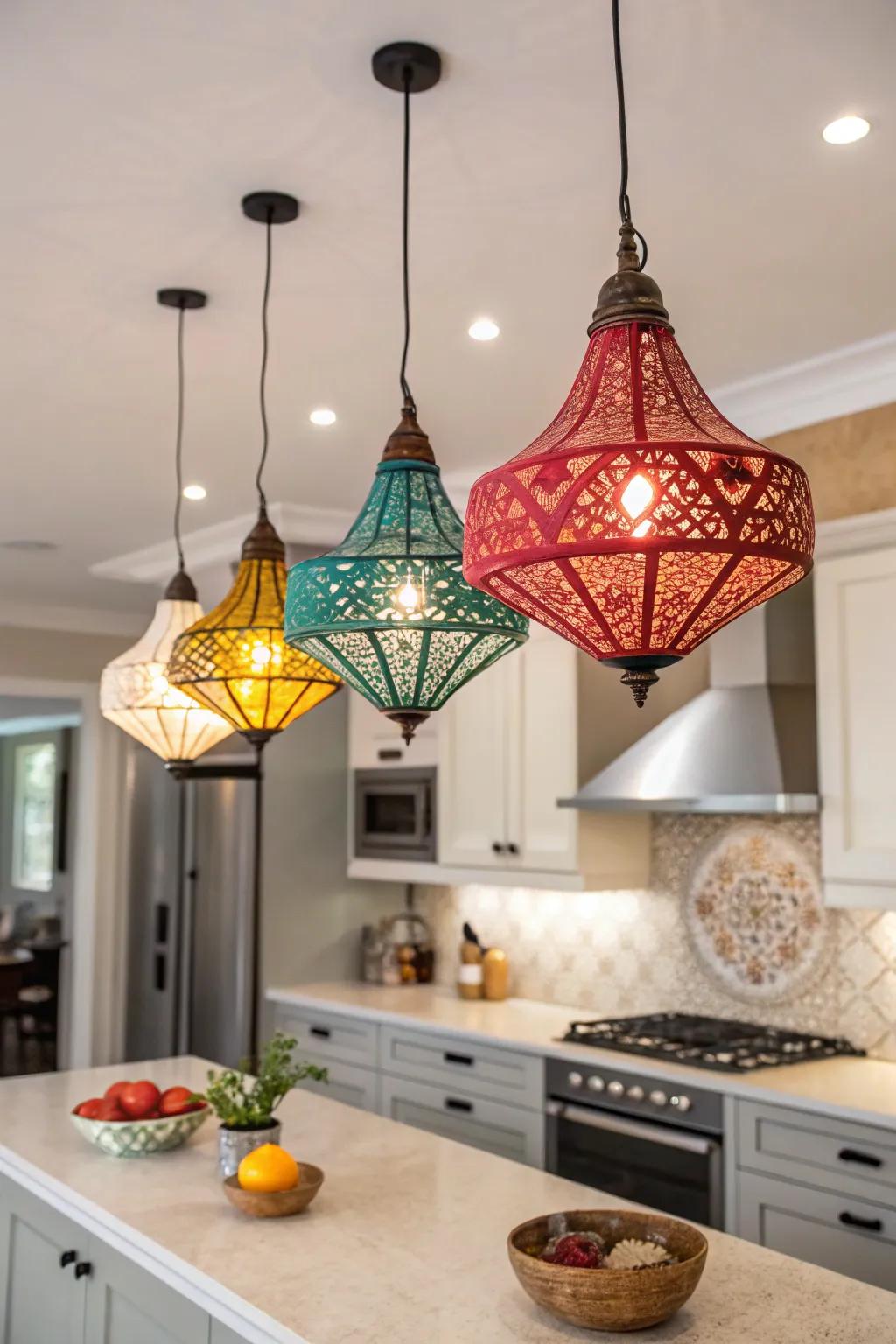 Pendant lights create a striking and elegant statement.
