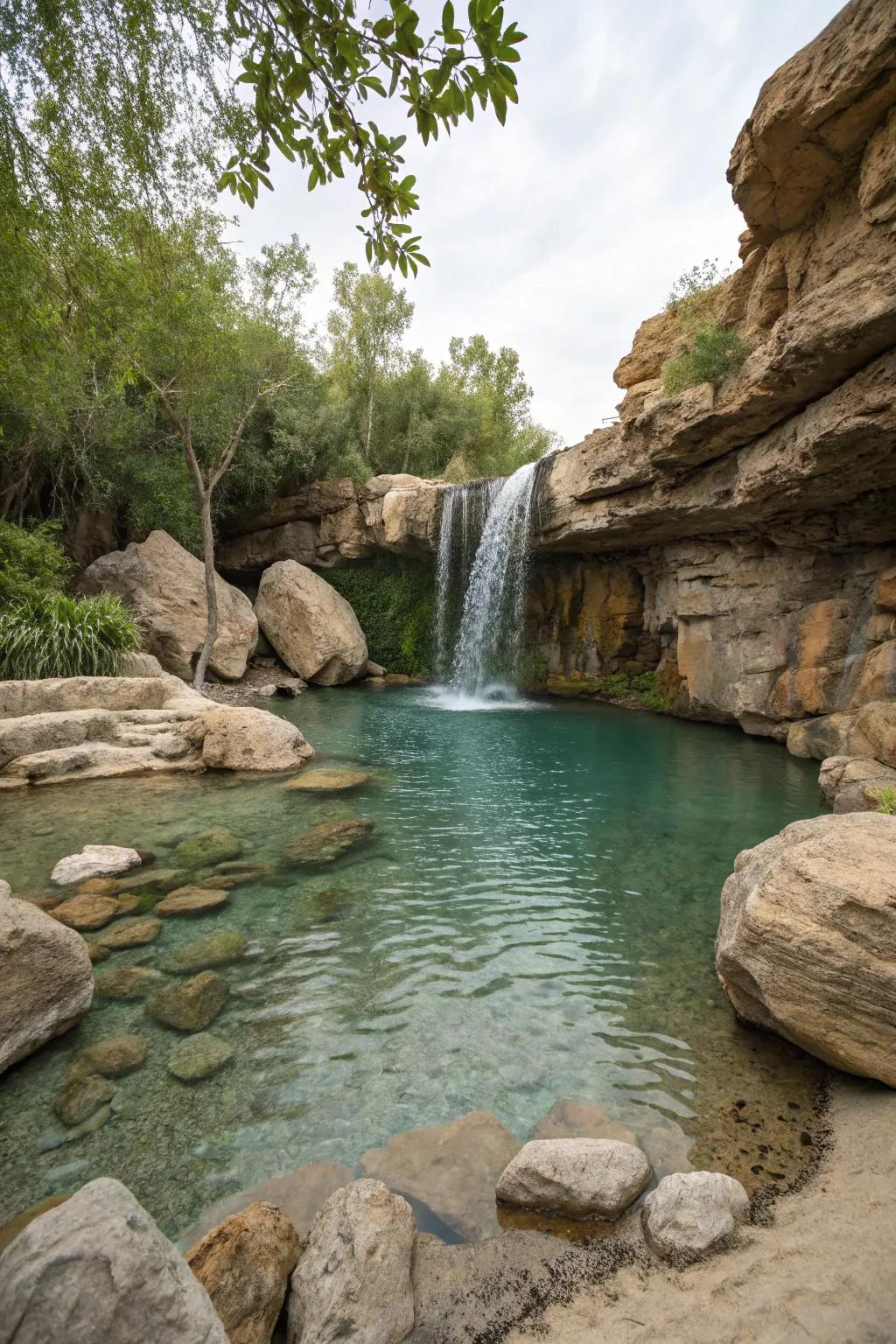 Rock features bring drama and natural elegance to lagoon pools.
