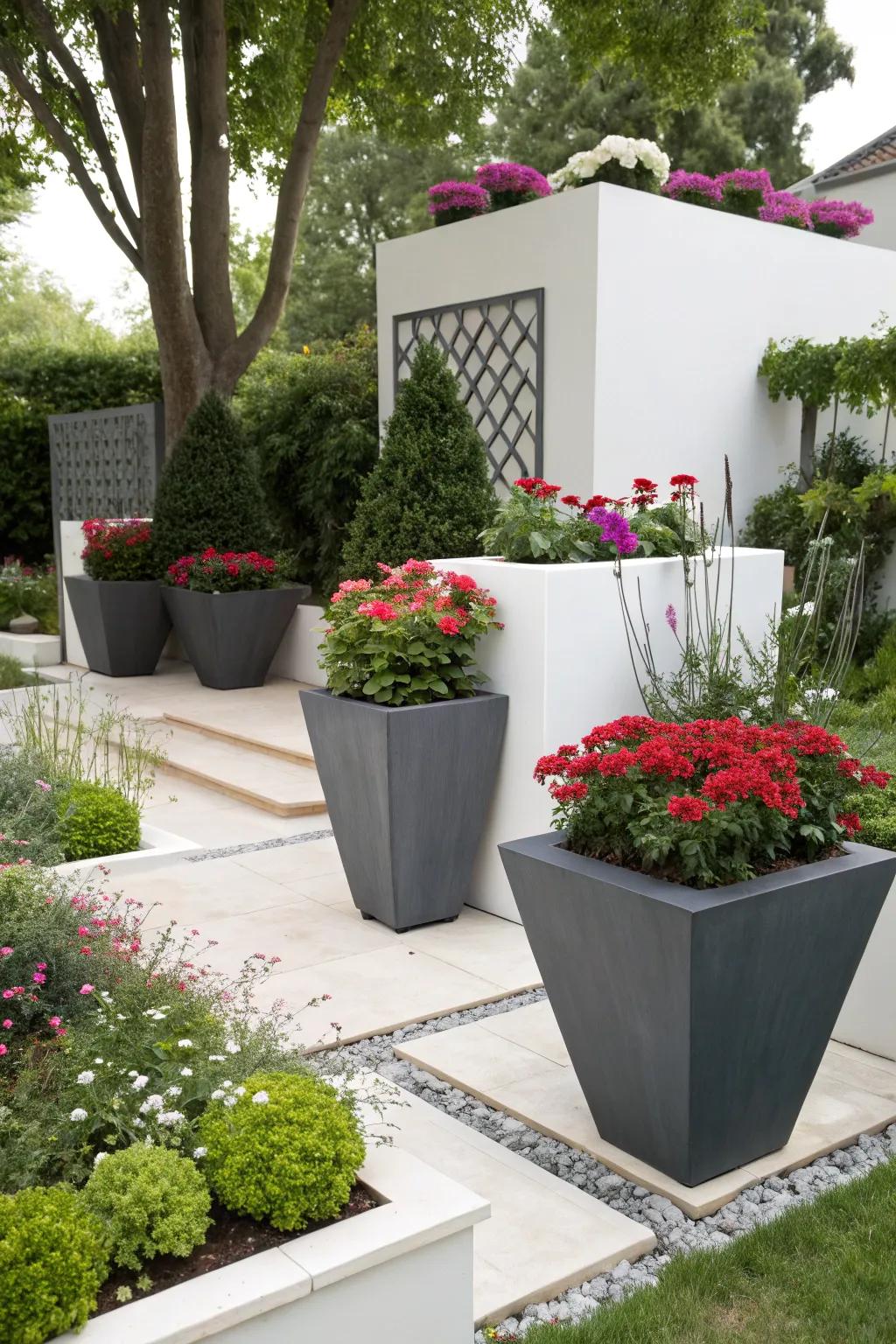 Upgrade your area with planters featuring geometric shapes.