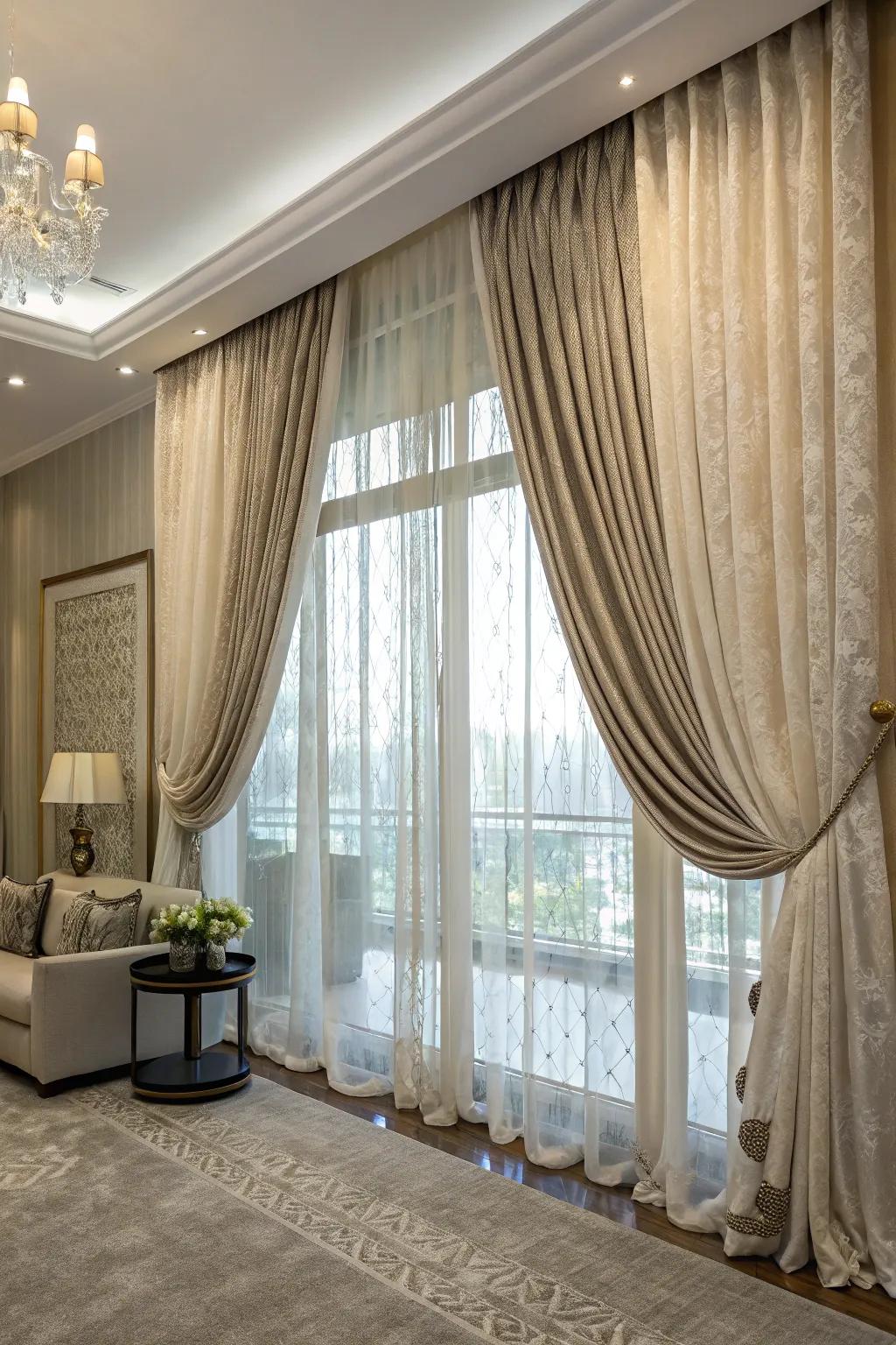 Layered curtains bring style and adaptability.