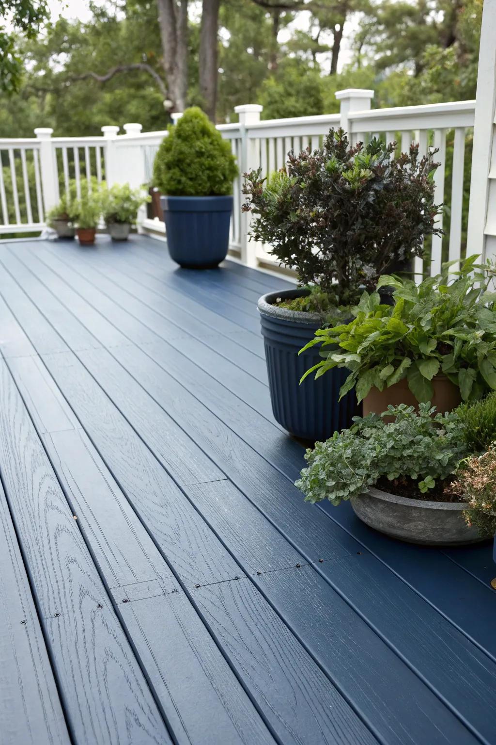 Solid panels offer seclusion and a polished finish to this elegant deck.