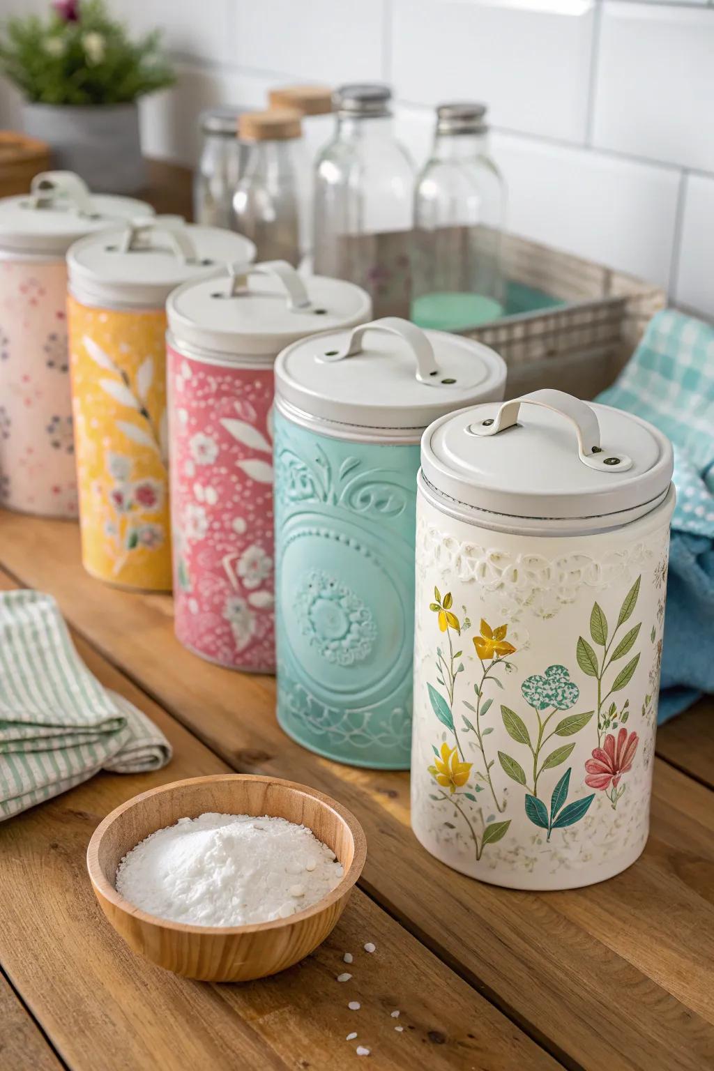Produce your personal detergent and keep it in stylish receptacles.