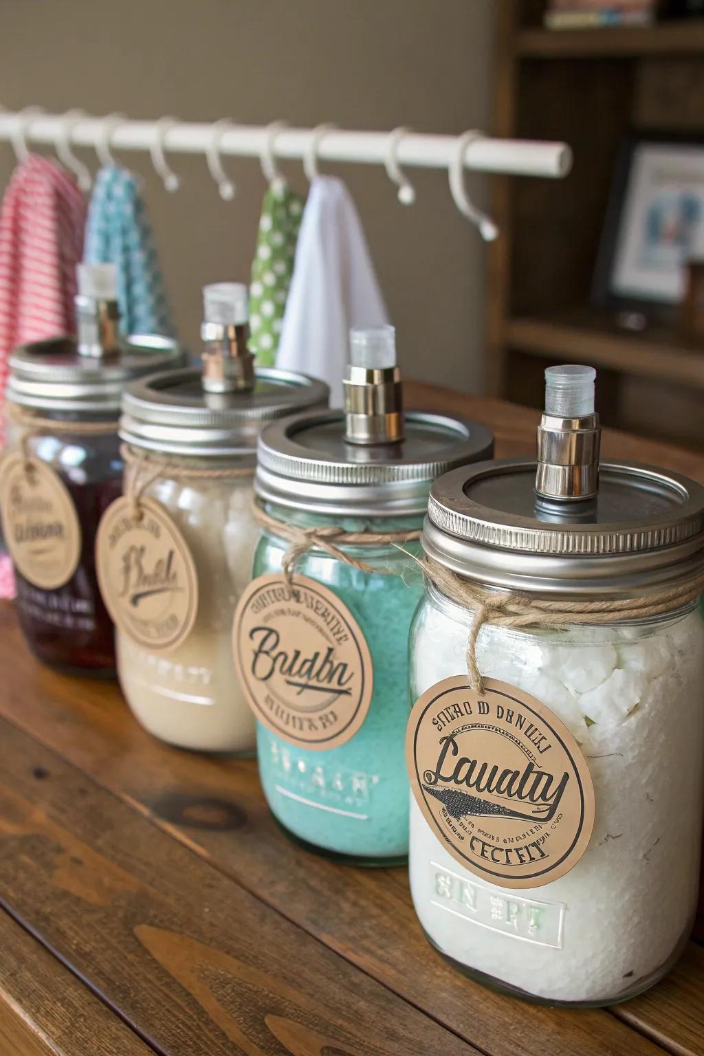 Charming vintage bottles for an organized and stylish touch.