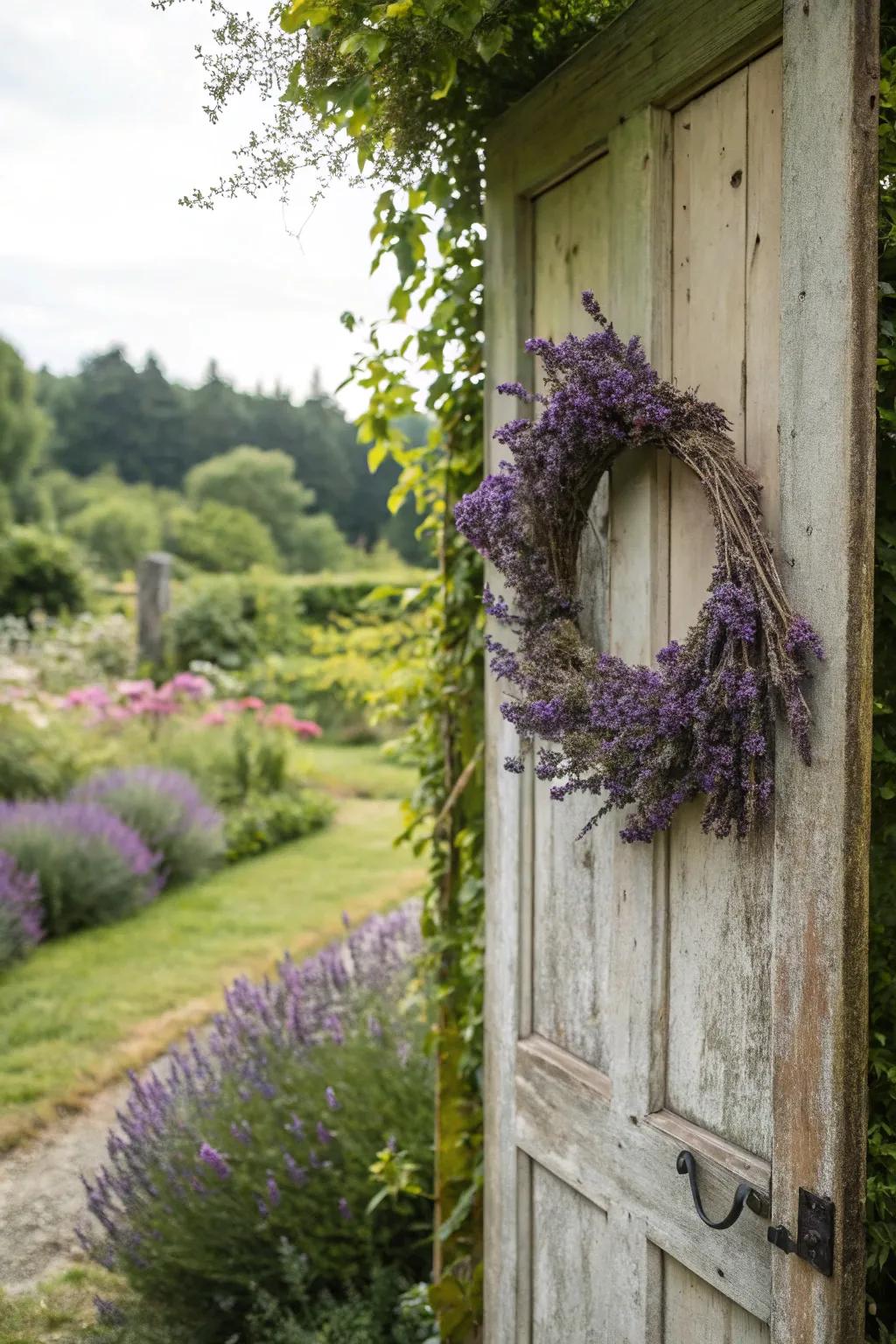 A charming lavender garland for your entrance.