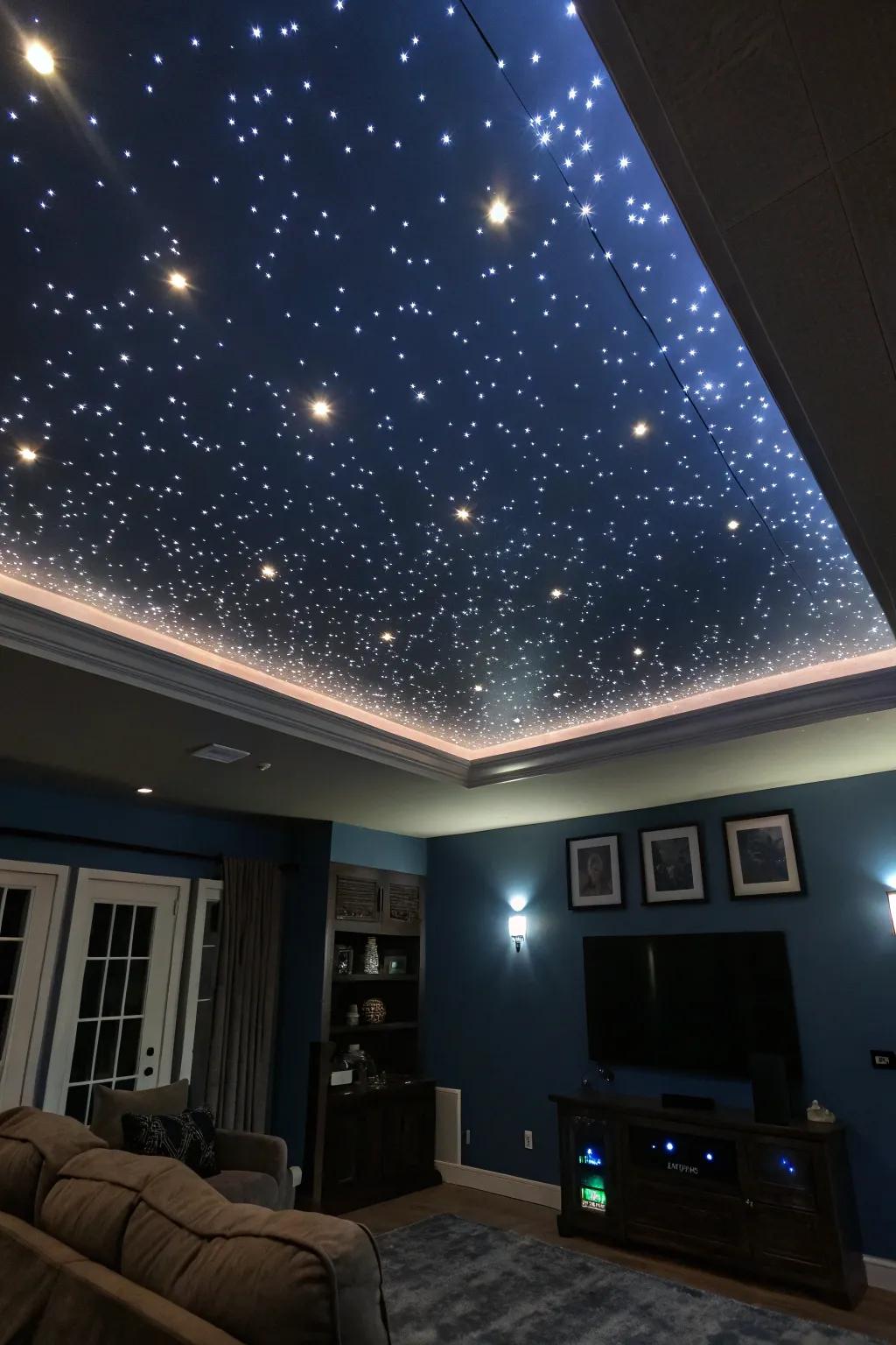 Welcome the charm of a night sky into your residence via ceiling-mounted LEDs.