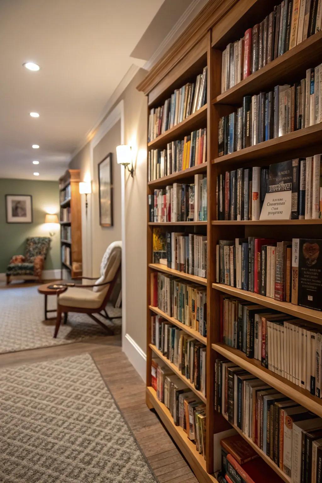 Stately full-height bookshelves that create an impressive statement.