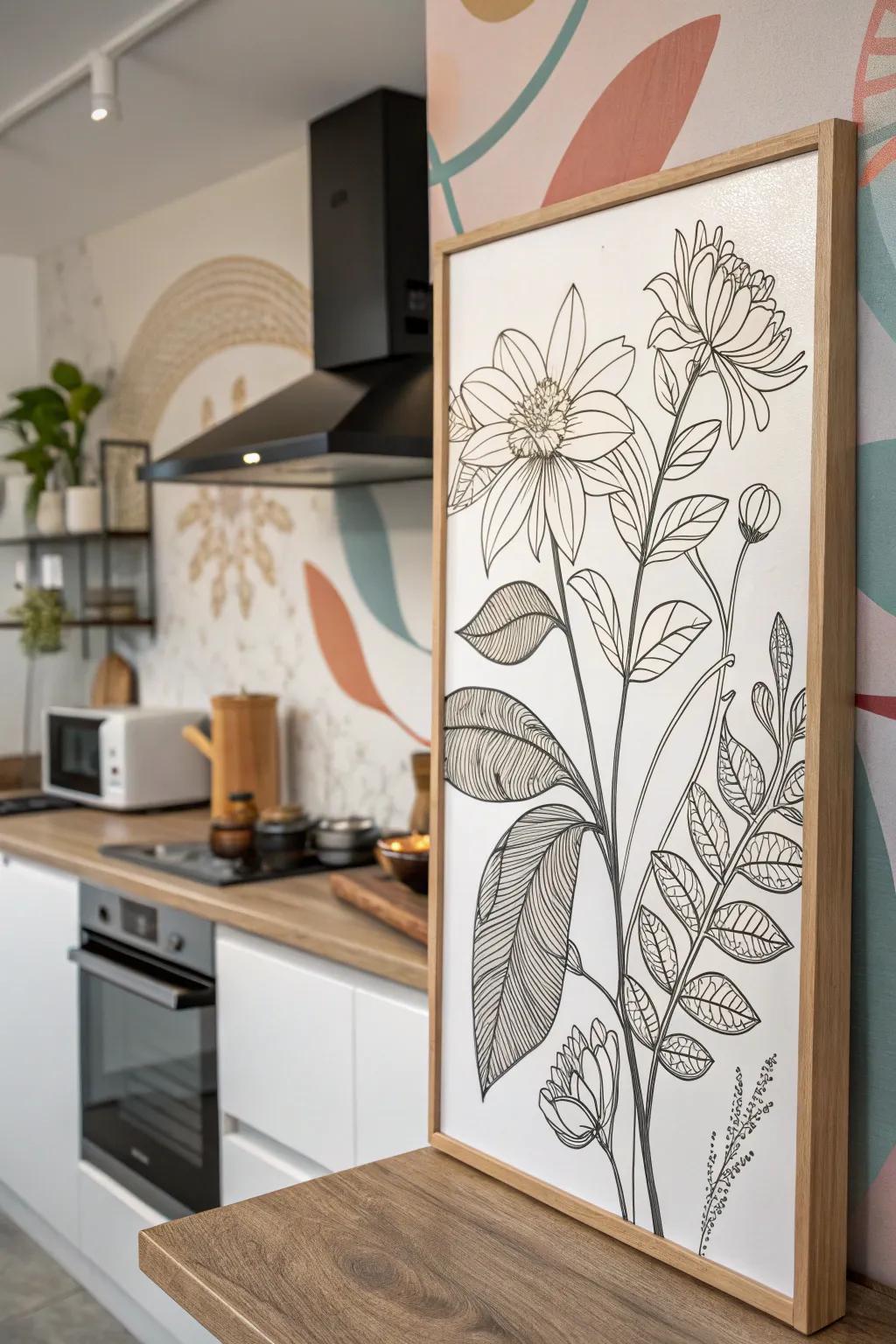 Line art that is plant-inspired for a revitalizing impression.