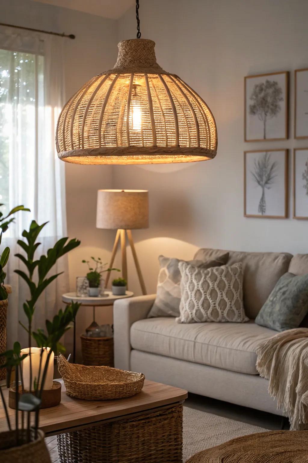 Natural fiber pendants infuse organic texture into your area.