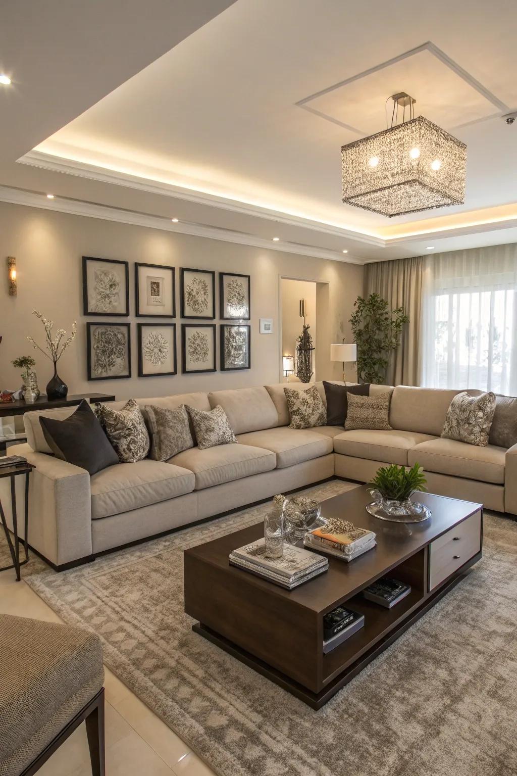 Sectional sofa ideal for family gatherings.
