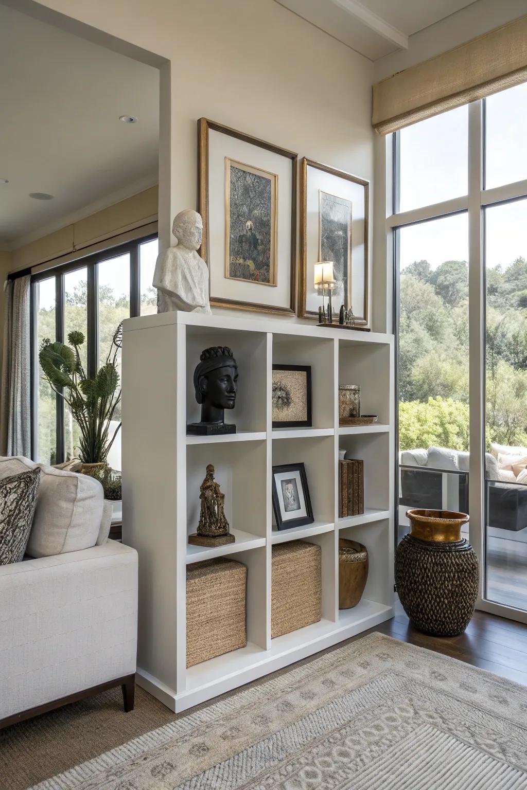Art and usefulness blend in this imaginative cube storage presentation.