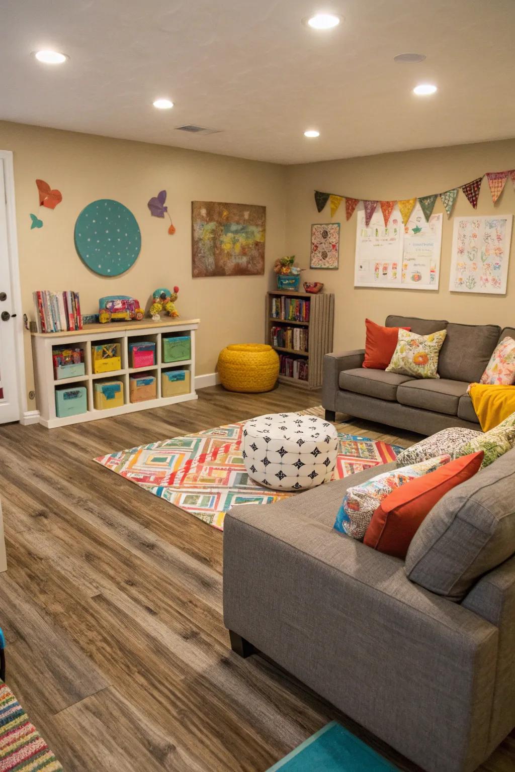 Synthetic wood strips are as practical as they are stylish, making them perfect for active households.