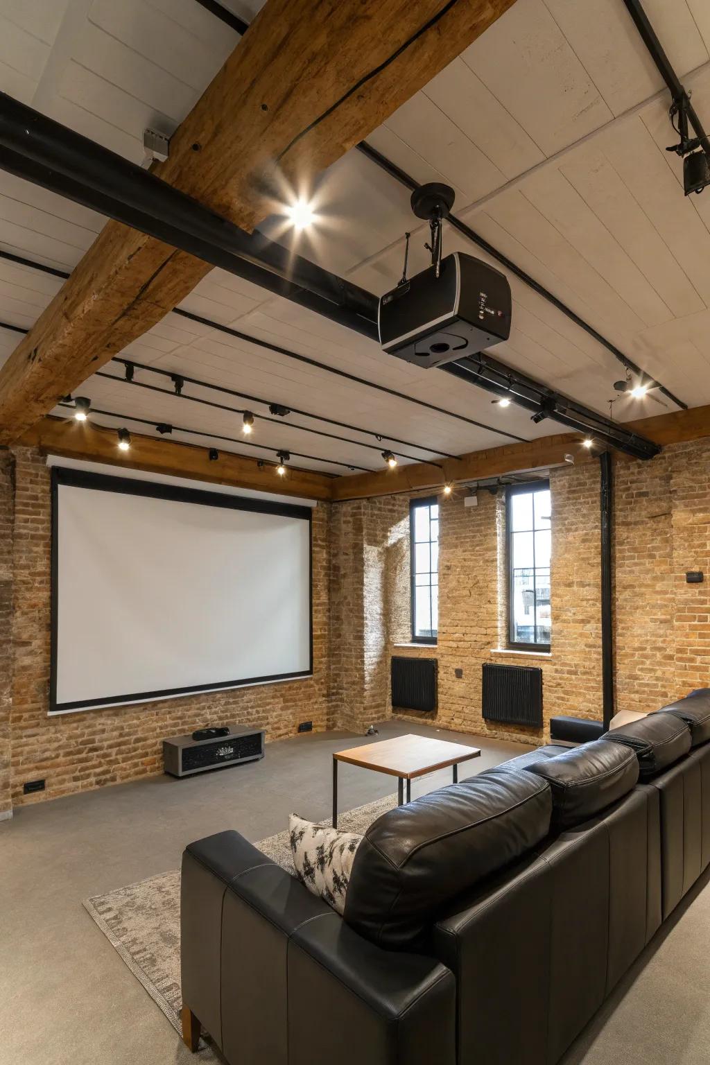 A projector provides a true movie-like experience right in your loft.