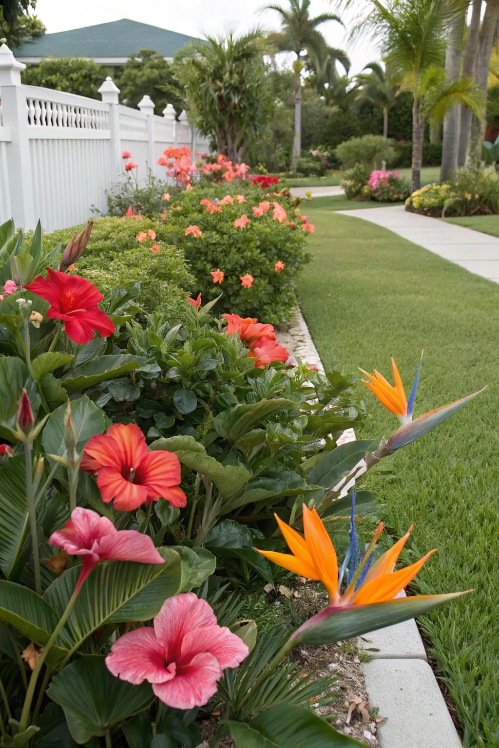 Tropical plants creating a vibrant aesthetic in a Florida landscape.