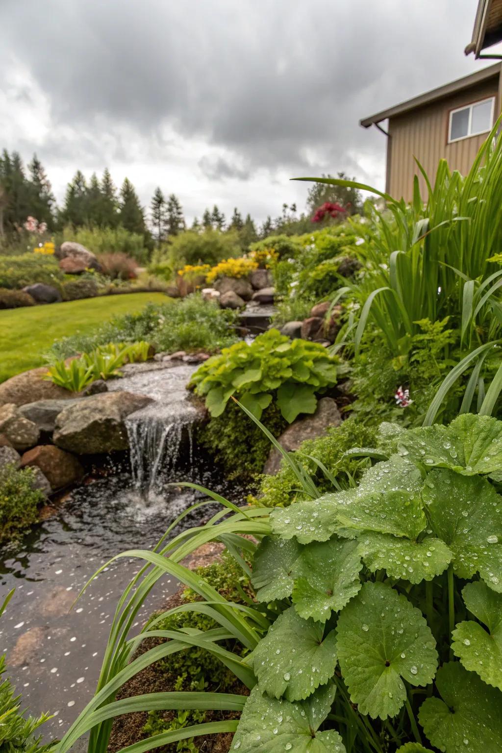 Water-wise gardens maximize natural rainfall.