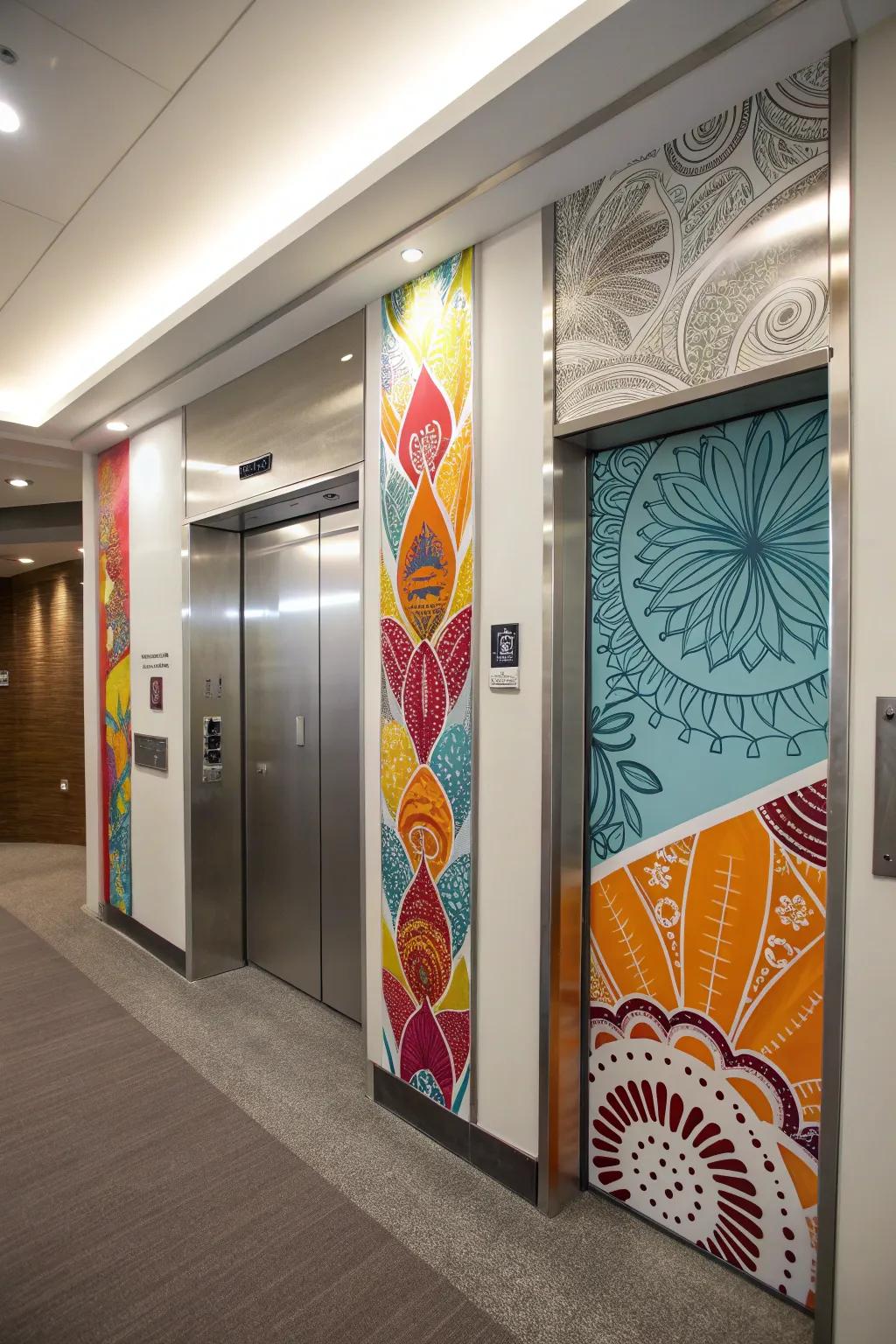 Artistic elements add a personal and creative flair to this elevator.