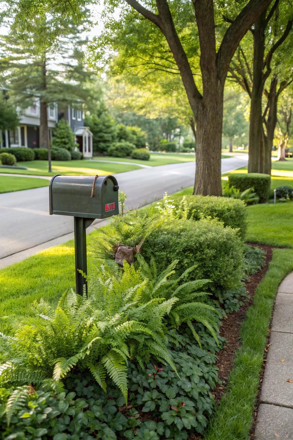 Fill your mailbox area with lush plants and shrubs for an inviting touch.