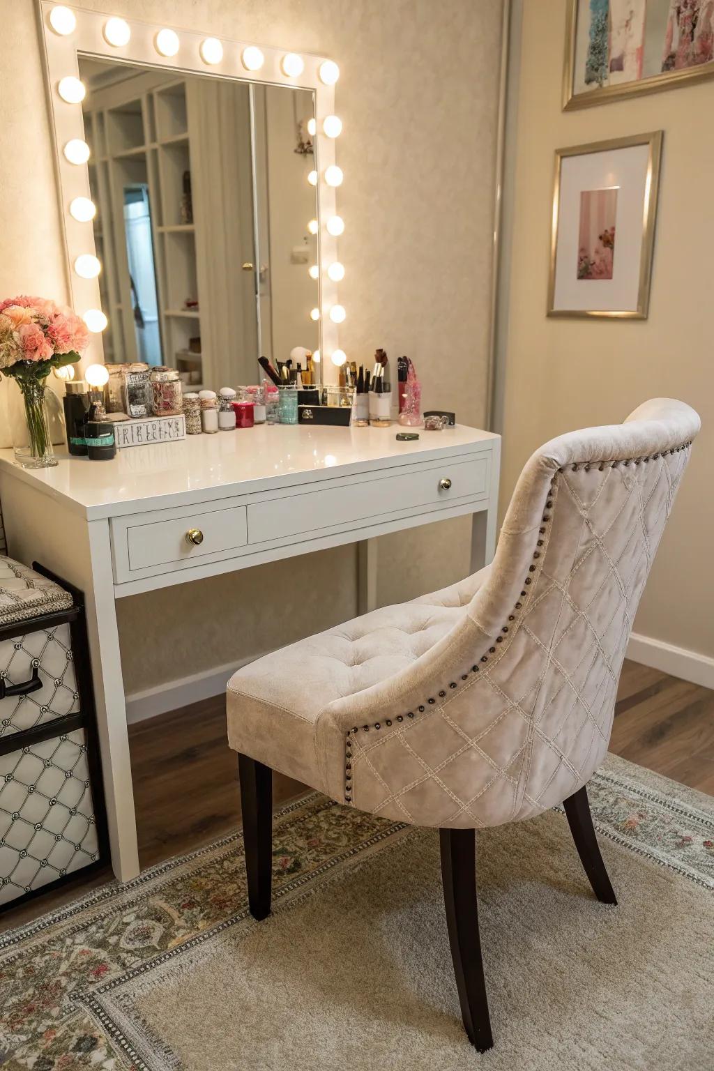 A stylish chair merges comfort and elegance.