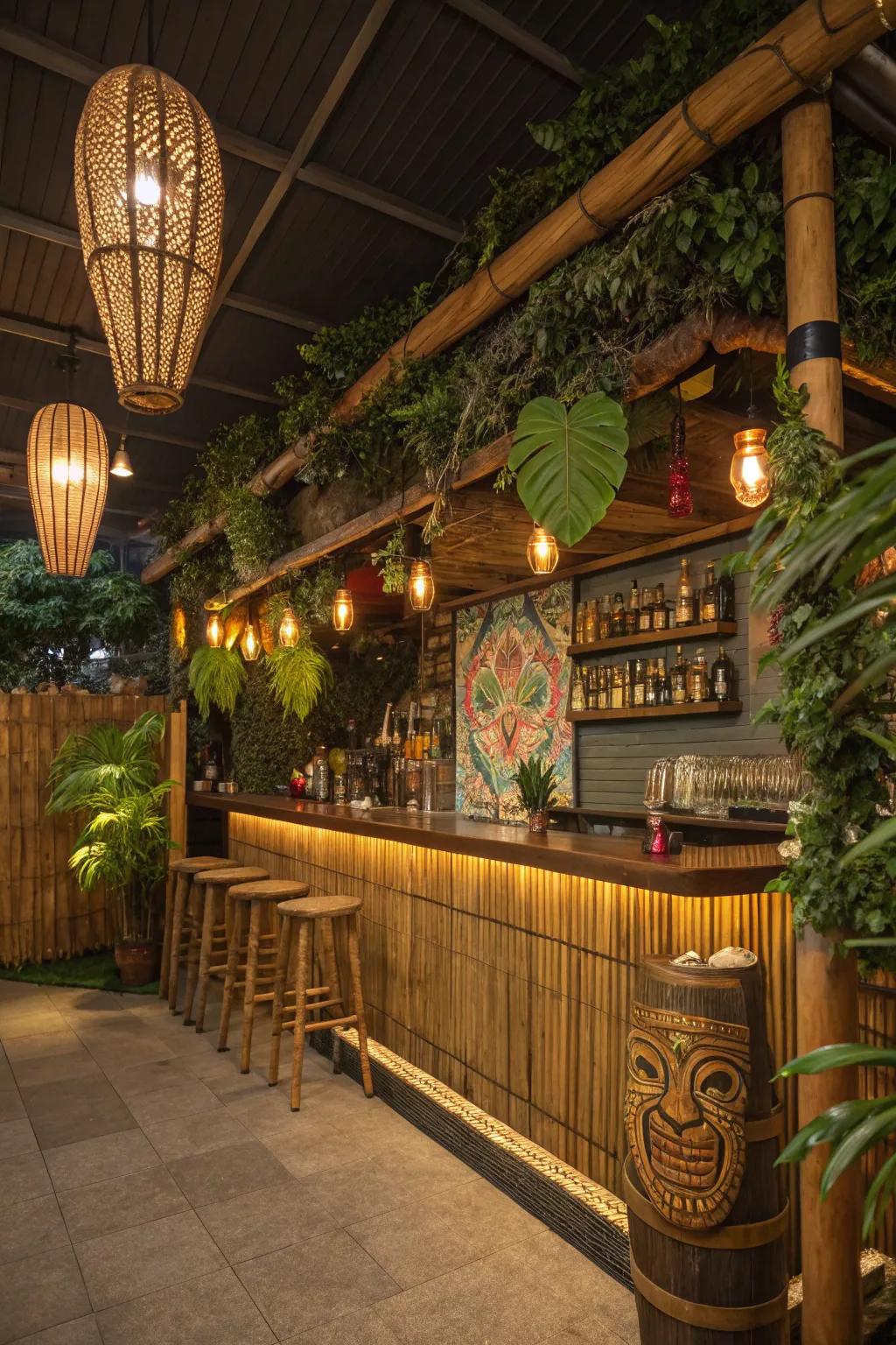 Change your man cave into a tropical tiki paradise.