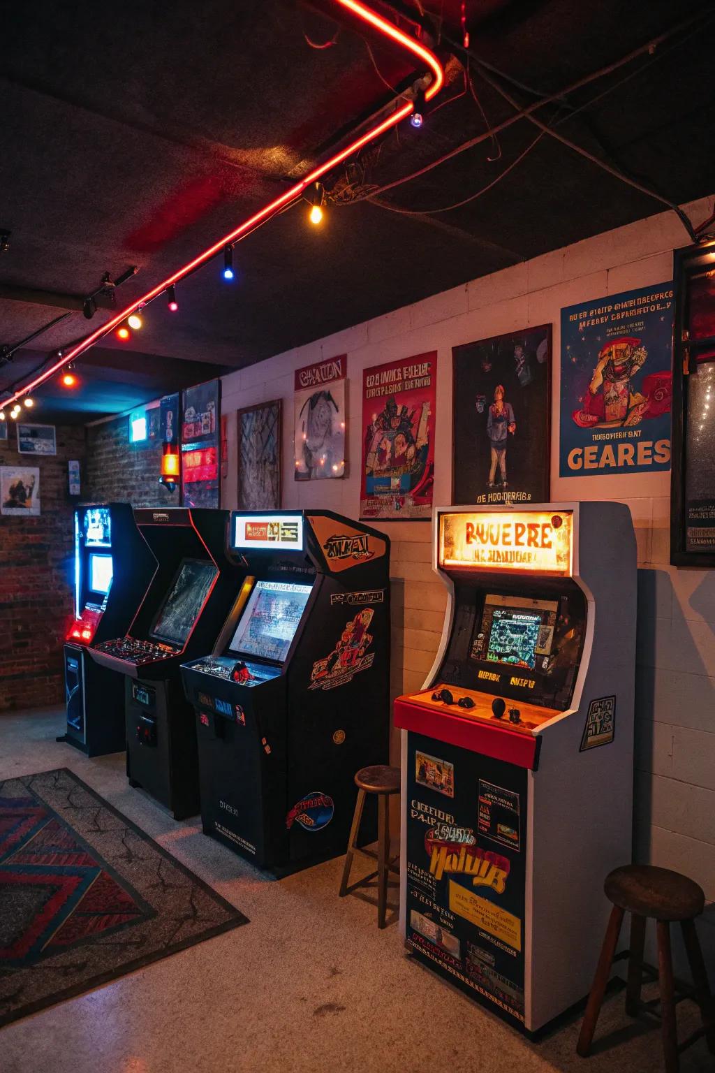 Travel back in time with a retro arcade corner in your man cave.