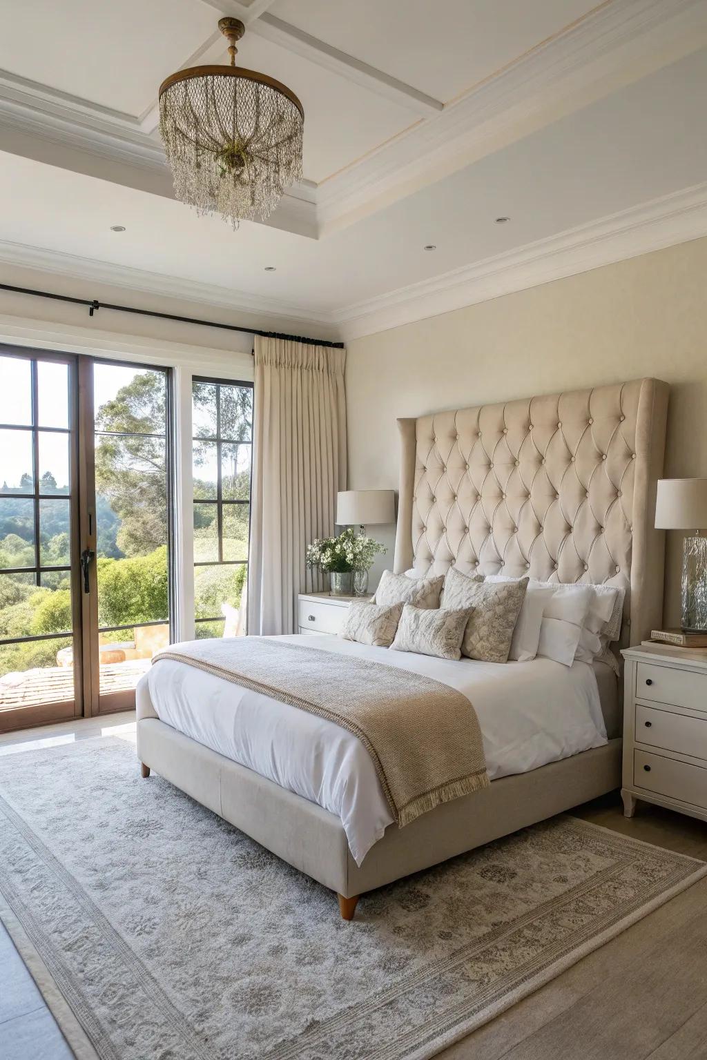 A statement bed serves as the core of a thoughtfully constructed area.