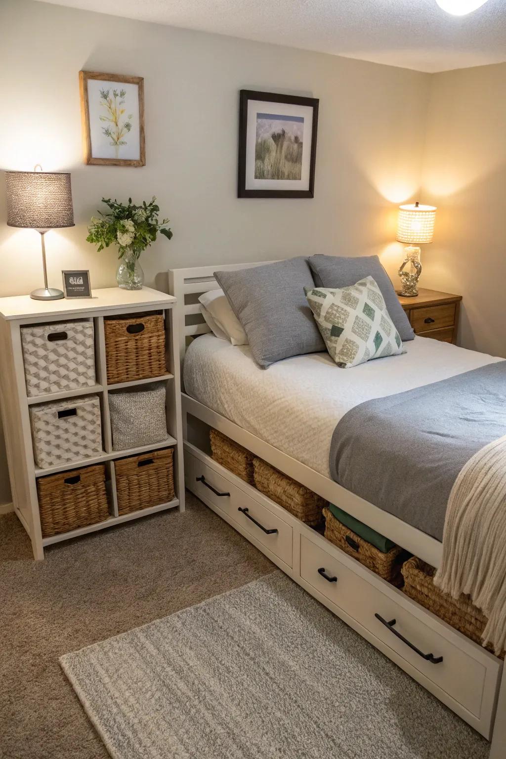 Multi-functional furnishings optimize the use of small spaces.