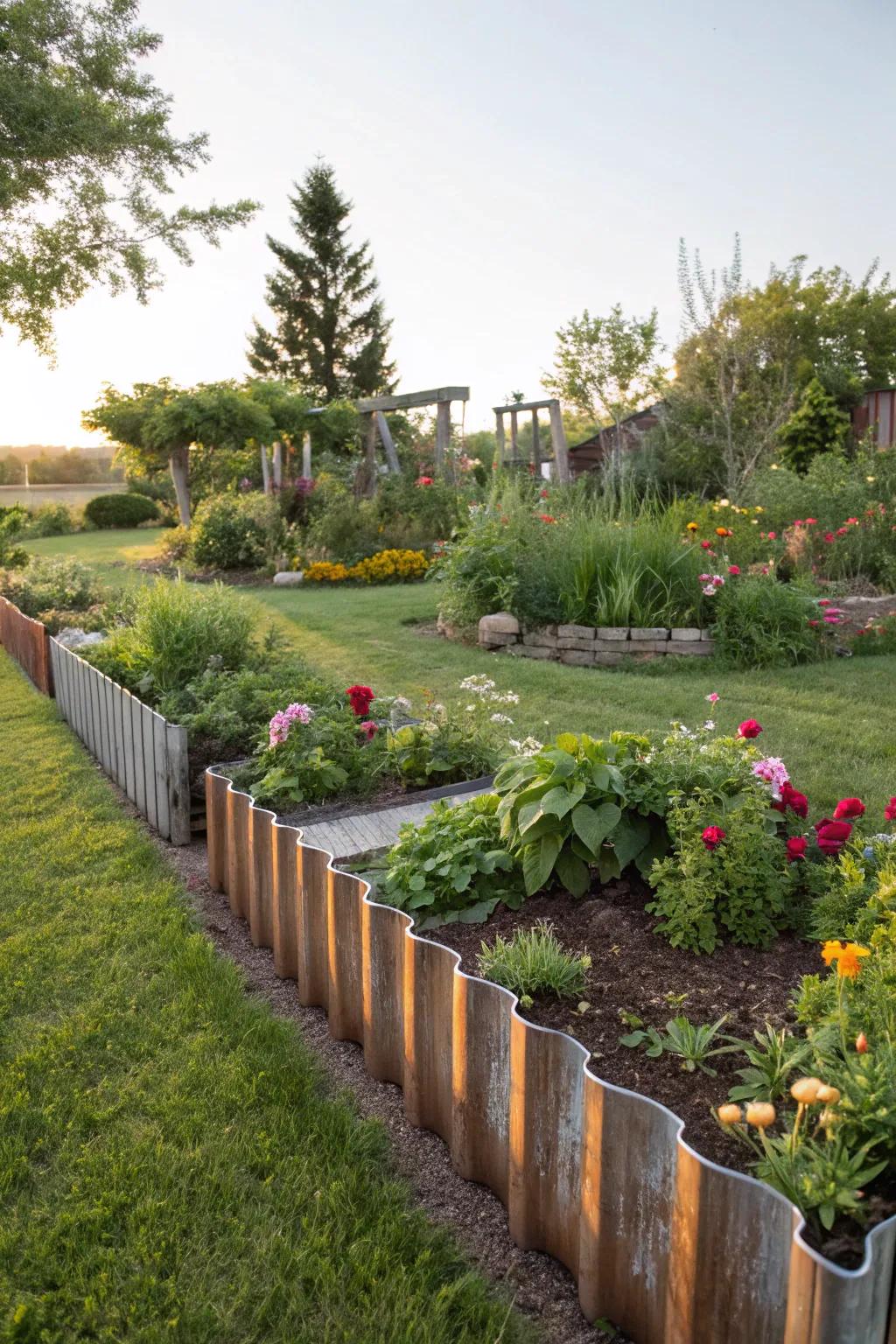 DIY metal edging brings a personal touch to your garden's design.